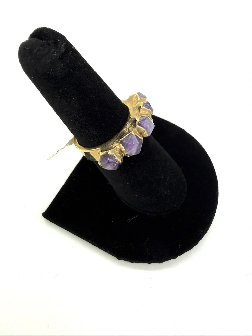 NWT Gold Tone Amethyst Bead Stackable Ring - Purple